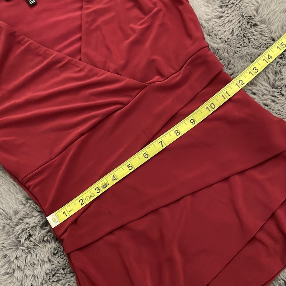 White House Black Market Burgundy Wrap Long-Sleeve Top - Picture 8 of 8